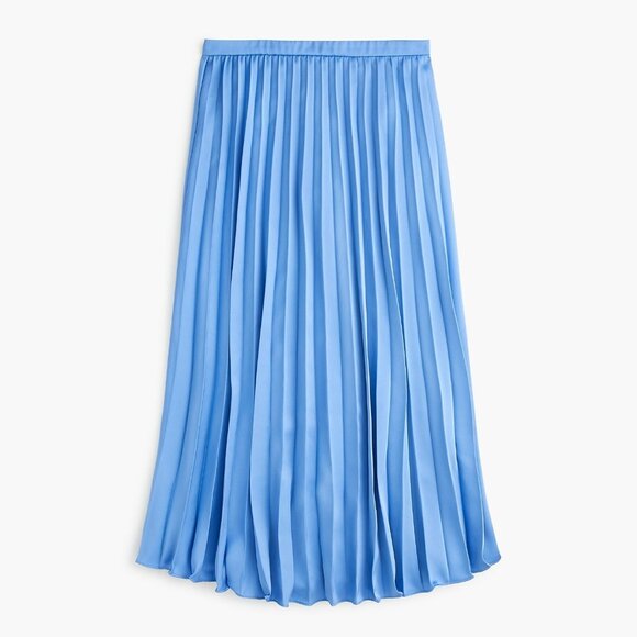 NWT J.Crew Tall Pleated Midi in Dark Peri Satin A-line Flared Skirt 6T $98